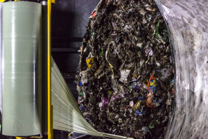 Image shows a waste bale of mixed solid waste